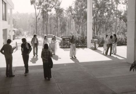 students walking on campus