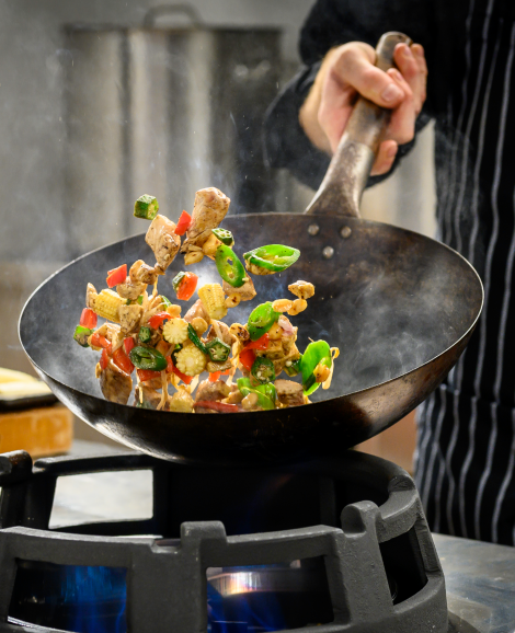 Stir fry in a wok