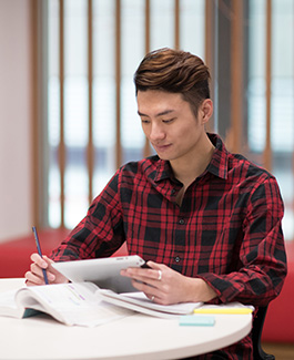 Student focusing in a study zone