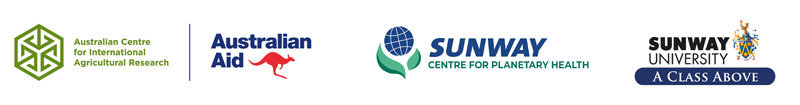 ACIAR logo, Australian Aid logo and Sunway Centre for Planetary Health logo